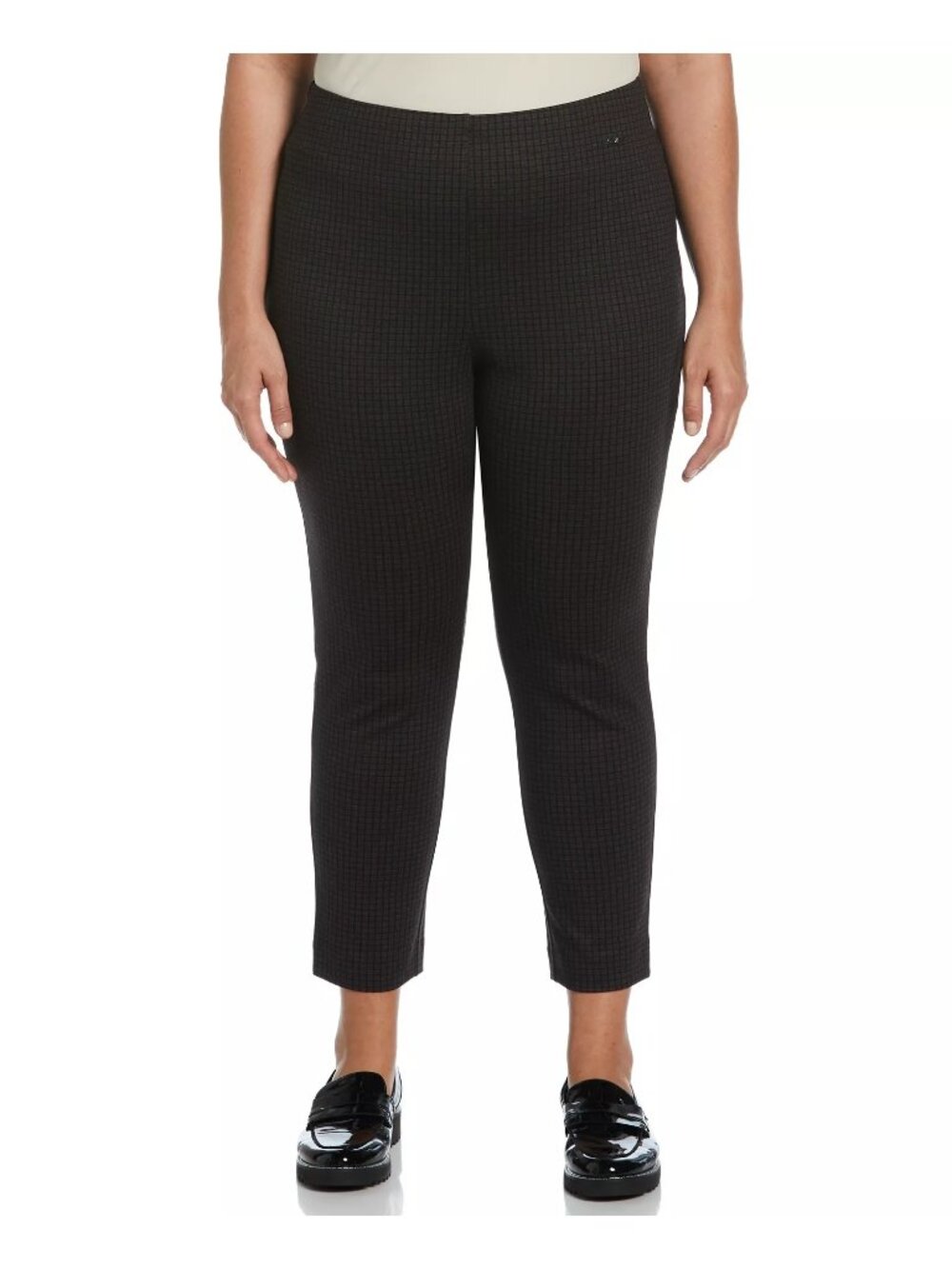 ELLA Rafaella Womens Plus Size Houndstooth Pull on Pants Cappuccino Size 3X NWT